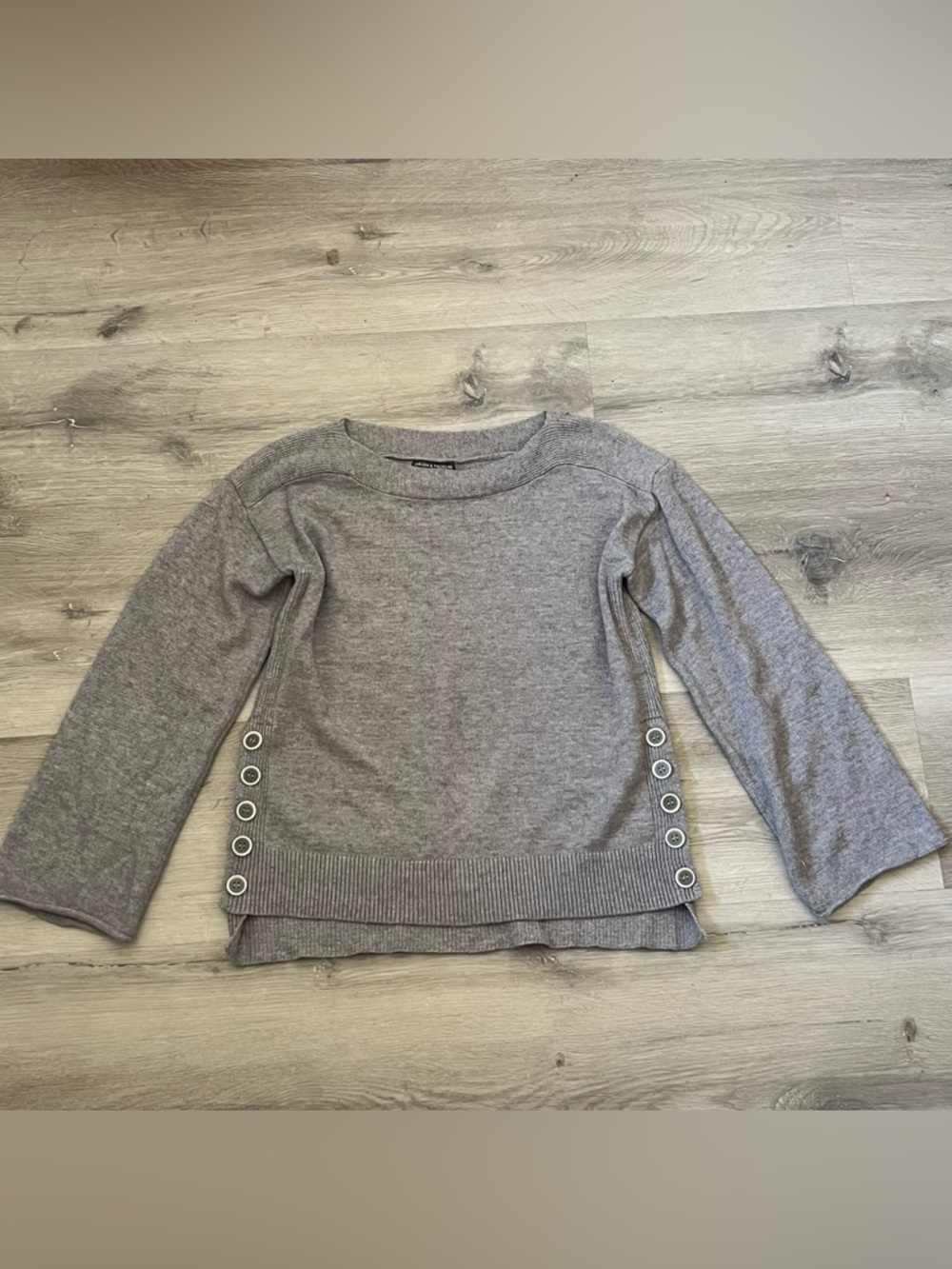 Chelsea & Theodore Gray Eyelet-Accent Knit Sweater
